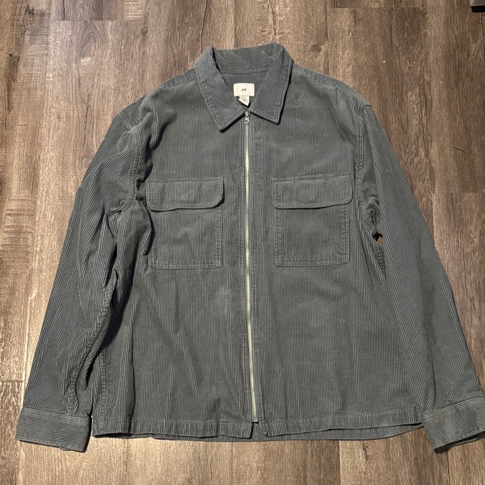 H&M Men's Light Blue Corduroy Shirt Jacket